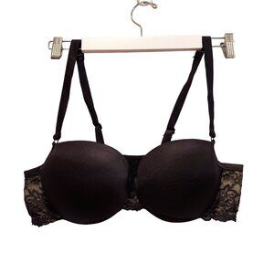 Cacique Bra Womens 40C Black Tan Lace Floral foam cup Underwire adjustable strap